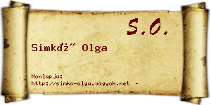 Simkó Olga névjegykártya