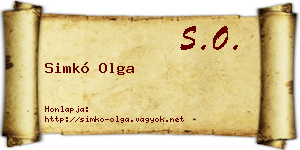 Simkó Olga névjegykártya